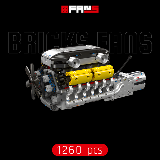 Zmotoryzowany silnik Lambo V12 i skrzynia biegów (1260 elementów) 