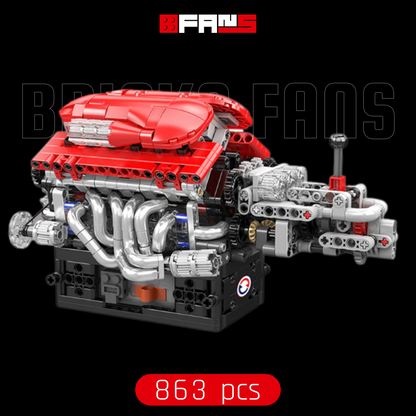 V12 Supercar Engine with Transmission (863 pcs)