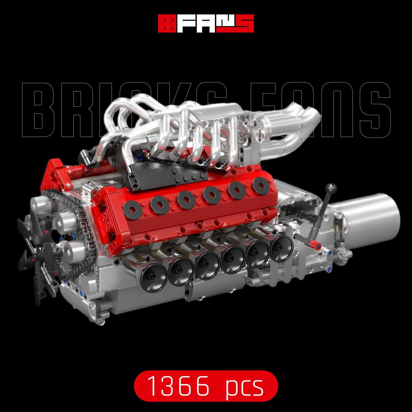 Motor V12 aspirat natural motorizat (1366 piese) 