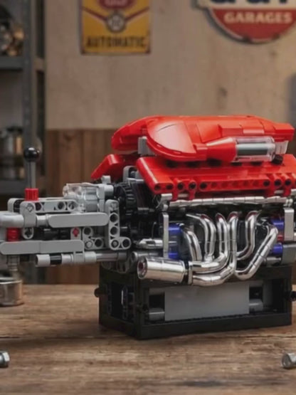 V12 Supercar Engine with Transmission (863 pcs)